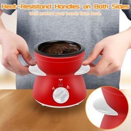 Mini Chocolate Melting Pot, Chocolate Fondue Fountain, 8.79OZ Warmer Machine for Milk Chocolate, Cheese, Butter, Candy (Red)