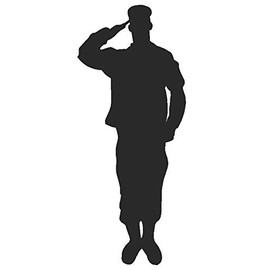 hBARSCI Saluting Soldier Vinyl Decal - 5 Inches - for Cars, Trucks, Windows, Laptops, Tablets - Outdoor-Grade 2.5mm Thick Vinyl - Matte Black
