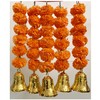 SPHINX Artificial Marigold Fluffy Flowers and Golden/Silver Hanging Bells Short