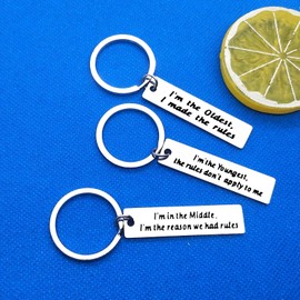 3Pcs Brother Keychain Sister Keychain Sibling Gifts Sister Brother Gifts Brother Sister Matching Keychain Set Family Gifts for Sister Brother Christmas Birthday Gifts for Daughter Son