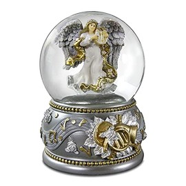 Silver & Gold Revolving Angel 100mm Water Globe San Francisco Music Box