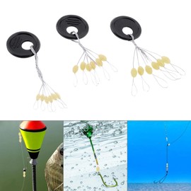 Conskyee 600 Pcs Fishing Bobber Stopper，6 in 1 Fishing Float Stops, Soft Beads Floats Stop for Coarse Fishing, Oval Stoppers for 0.15 to 0.4 mm Float Sinker Line, L