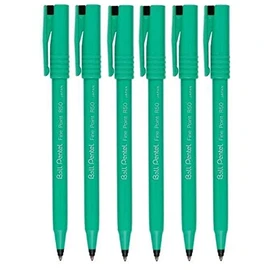 Pentel R50 Fine Point Liquid Ink Rollerball Pens - 0.8mm Tip 0.4mm Line Width - 77% Recycled - Black Ink - Pack of 6 in Gift Box
