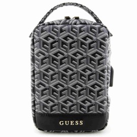 GUESS Handbag holder, Black GCube Stripe Organizer for Travel Accessory- Packing Cube, Spacious, Stylish, with Functional Compartments, External USB port, and Comfortable Handle