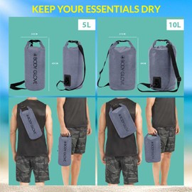 BODY GLOVE Dry Bag Waterproof Roll Top 5L/10L Small Dry Bag for Paddle Board, Kayak, Boating (Grey Melange/5L)