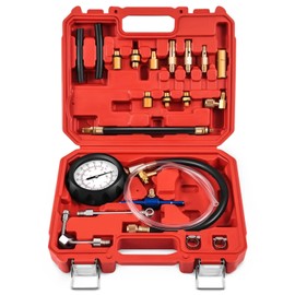 Fuel Injector Tester & Pump Pressure Gauge Kit 0-140 PSI - Universal Automotive Diagnostic Tool for Cars, Trucks, SUVs, ATVs - Master Set with Hoses & Fittings