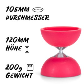 Diabolo Freizeitsport Juggling Set Basic (Pink) - Diabolo with Aluminium Handsticks, Replacement Cord, Instructions. Perfect for Children, Beginners & Beginners