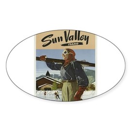 CafePress Vintage Poster Sun Valley Sticker Oval Car Bumper Sticker