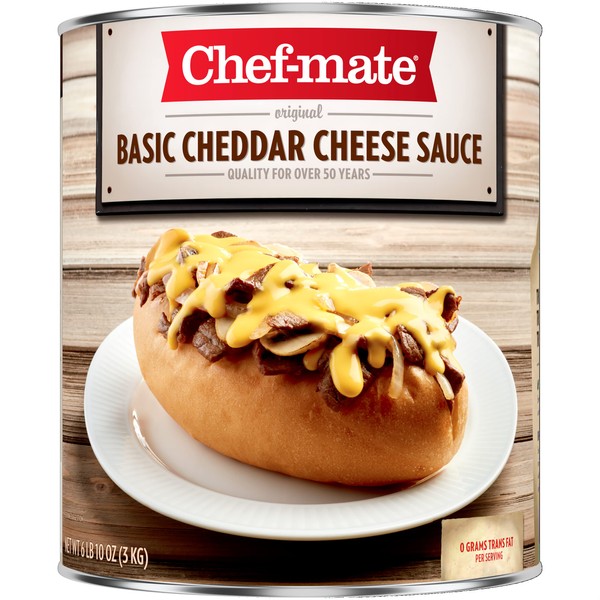 Chef-mate Basic Cheddar Cheese Sauce, Canned Food for Mac and Cheese, 6 lb 10 oz (#10 Can Bulk)