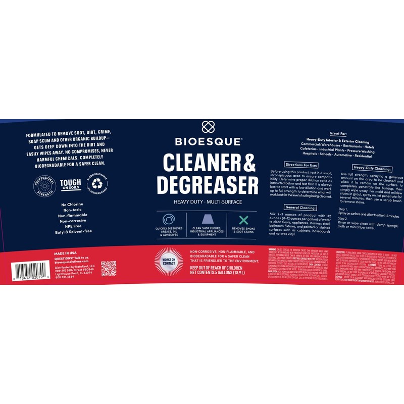 Bioesque Heavy Duty Multi-Surface Cleaner & Degreaser Concentrated Professional Formula,