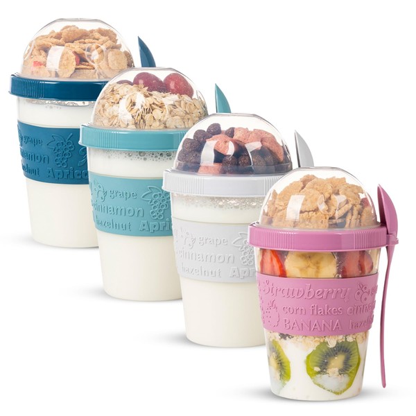 EYNEL On The Go Cereal Yogurt Cups with Lids and