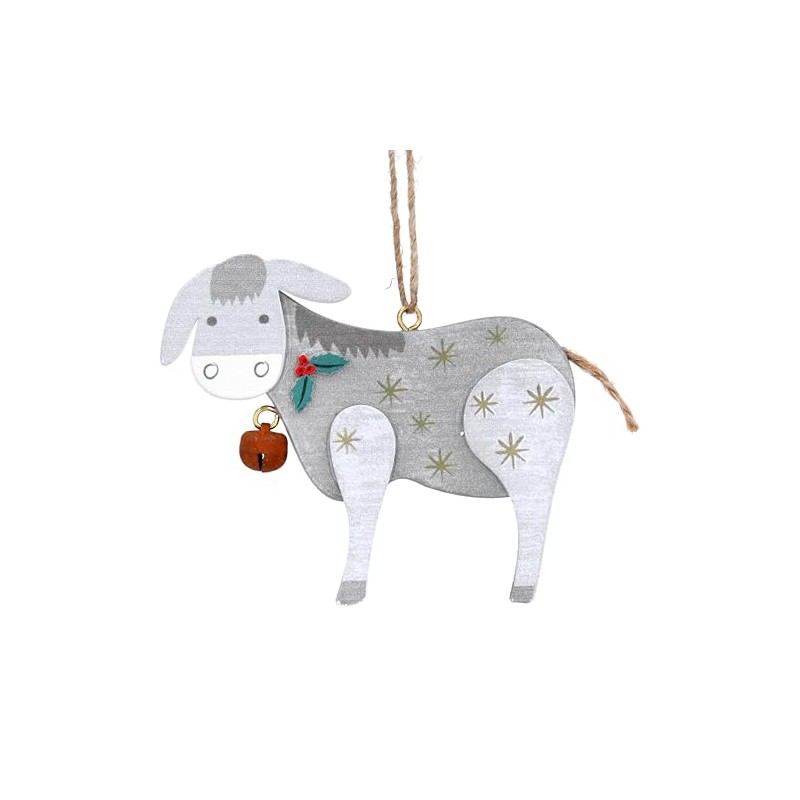 Gisela Graham Wooden Donkey Decoration 7x8x1 Centimetre