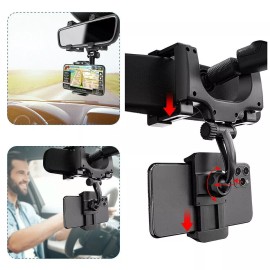 BateryConnection Universal 360 Rotation Car Rear View Mirror Mount Stand GPS Cell Phone Holder US
