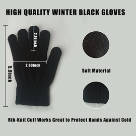 DALEDWN 5 Colors Kids Magic Gloves Full Fingers Knit Gloves for Kids Boys Girls Stretchy Warm Winter Gloves (Black)