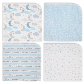 necessities by tendertyme Baby Boys or Baby Girls Sweet Dreams Receiving Blankets, Pack of 4, Blue