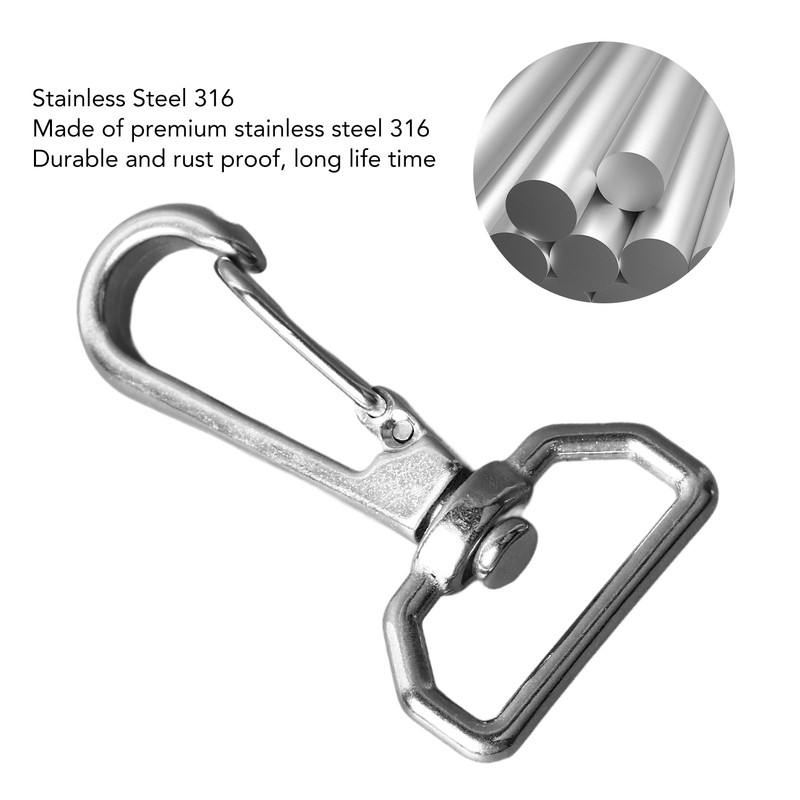 6pcs Webbing Belt Spring Hooks 316 Stainless Steel Universal D