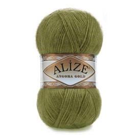 Alize Angora Gold Yarn 20% Wool 80% Acrylic Soft Yarn Crochet Lot of 2skn 200gr 1204yds Lace Hand Knitting Turkish Yarn (758 Olive)