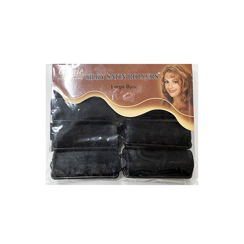 Annie Silky Satin Foam Rollers #1242, 8 Count Black Large
