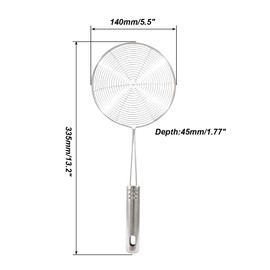 LDEXIN 5.5" Stainless Steel Spider Strainer Skimmer Pasta Strainer Spoon for Frying and Cooking, Asian Strainer Ladle with Long Handle, 12.8" Long