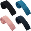 BELLUNO Skinny Knit NeckTies for Men, 4-PAK 2.2" Flat-end Smart