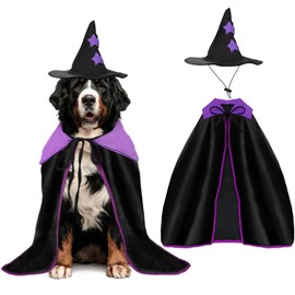 YUEPET - Disfraz de bruja extragrande para perro, disfraz de bruja de Halloween, capa de bruja con sombrero, disfraz de Halloween para perros grandes, capa de vampiro para perros grandes, dorado