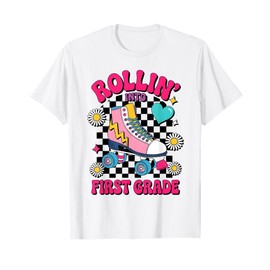 Rolling Into 1st Grade Retro Groovy Back to School Gifts T-Shirt