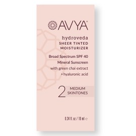 AVYA SPF 40 Sheer Tinted Moisturizer with Hyaluronic Acid & Green Chai – Advanced Ayurvedic Skincare Treatment for Balanced and Brighter Skin/Medium Skintones Shade #2 (0.34oz/10ml)