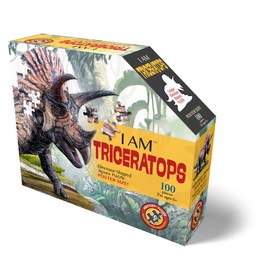 e11even, LLC Madd Capp Puzzles Jr. - I AM Triceratops - 100 Pieces - Animal Shaped Jigsaw Puzzle, 884015