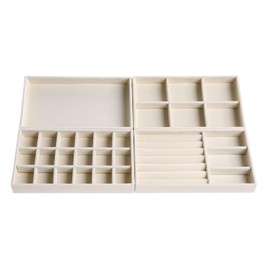 Velvet Jewelry Organizer for Drawer, Stackable Jewelry Storage Trays in Dresser, Small Drawer Inserts Display Case for Rings Stud Necklaces Accessories, Set of 4