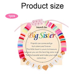Big Sister Bracelet, Big Sister Gifts Colourful Adjustable with a Card Letter Beads Give Friendship Bracelets to Girls Sisters Birthday Gifts