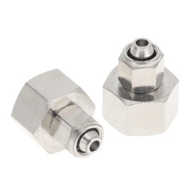 INFINAUTO Push to Connect Air Fittings 1/4" Female Thread Air Line Quick Connector Nickel-plated Copper 1/4"BSPT 2 Pcs Silver Tone