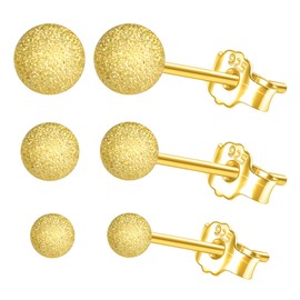 Yumilok 3/6 Pairs Women's Stud Earrings Basic Ball in 3 mm 4 mm 5 mm 925 Sterling Silver for Women Girls, Sterling Silver