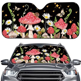 WUYOJUXA Mushroom Floral Car Sunshade for Front Window Windshield Sun Shade Blocks Sun Visor Protector,Universal Sun Visor Protector Auto Window Sunshade Mushroom Car Accessories Sun Shield Protector