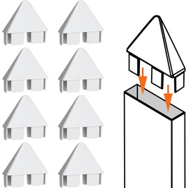 Pelopy 8 Packs Vinyl Picket Fence Caps 7/8" x 3" Vinyl Picket Fence Parts White Post caps for Outdoor Garden (Pointed Style)