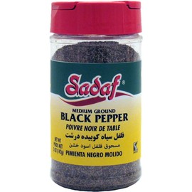 Sadaf Medium Ground Black Pepper - Ground Black Pepper for Cooking & Food Seasoning - Black Pepper Powder - Kosher - 5 Oz Bottle With Shaker Top