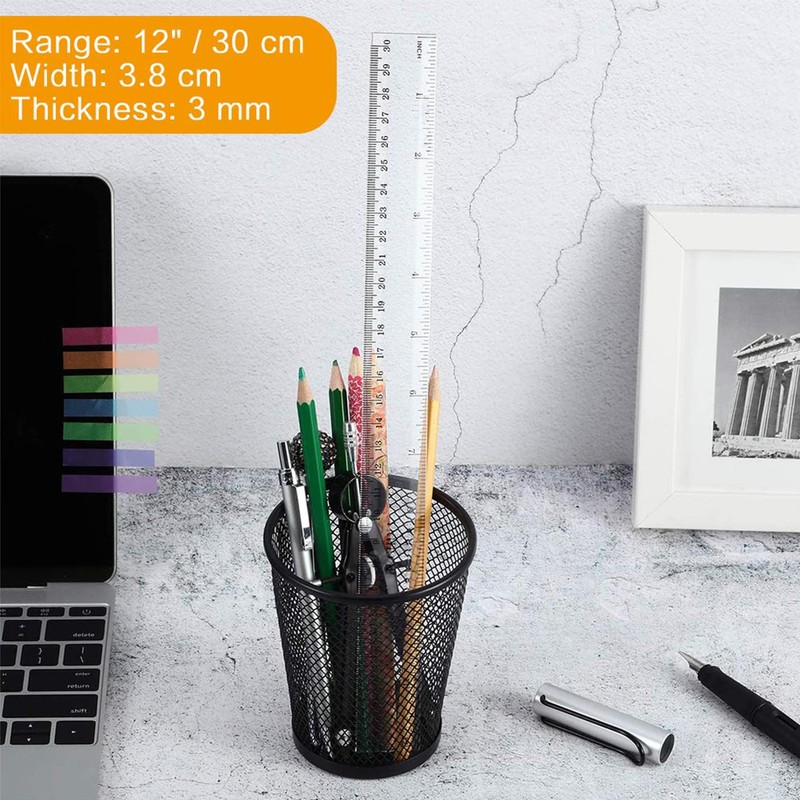 Viaky 12 Inch Clear Plastic Rulers,2 Pack,30CM Straight Ruler