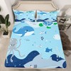 Shark and Whale Fitted Sheet,Full Size Cartoon Sea Animal Collections