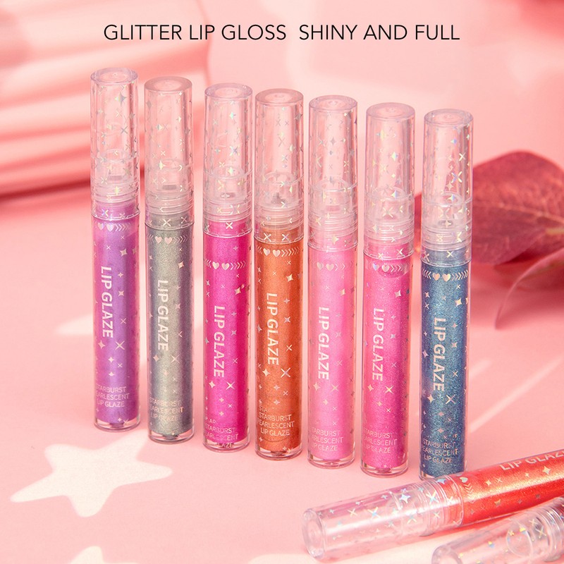 9pcs 0.1oz Women Girls Glitter Lip Gloss Set Moisturizing Lustrous