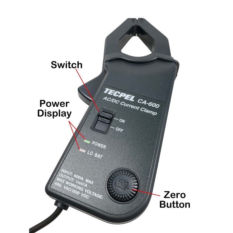 TECPEL CA-600 AC/DC Current clamp Transmitter Probe 600A