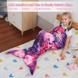 Catalonia Classy Mermaid Blanket, Fluffy Plush Fleece Mermaid Fin Cuddly Blanket, Mermaid Gift for Girls, 114 x 41 cm, Starlight