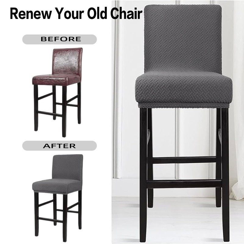 LAGAHS 2PCS Bar Stool Covers, Dark Gray Stretch and Removable