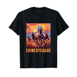 Colorful Watercolor Wild Horse Graphic Chincoteague Virginia T-Shirt