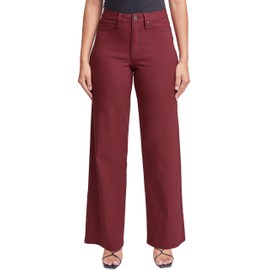 YMI Women's Hyperstretch Forever Color High Rise Wide Leg Pants, Dark Wine, XL