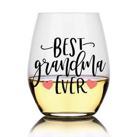 Perfectinsoy Grandma Gifts, Best Grandma Ever Funny Wine Glass, Grandma Gifts from Granddaughter, Birthday Gifts for Grandma, Mom, Grandma Wine Glass