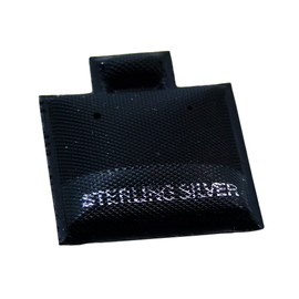 CuteBox 1.5" x 1.75" Sterling Silver Imprinted Black Puff Pad Earring Card 100pc for Retail, Showcase, Tradeshow, Jewelry Display, Storage, Tabletop, Organization, Jewelry, Clip, Wire, Post Earrings