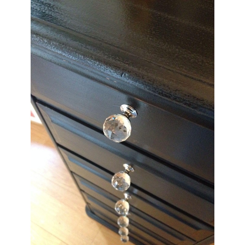 Crystal Door knobs 10 Pcs, Luxury Round Diamond Style Glass