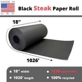 IDL Packaging 18" x 1026' Black Steak Paper Roll – Best Experience for Meat Display – Butcher Paper for Serving Food – Unwaxed, Uncoated, Moisture Resistant Kraft Paper Roll for Packing and Wrapping