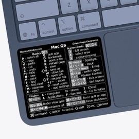 Synerlogic (Universal/Neo/Air/Pro) Mac OS Reference Keyboard Shortcut Sticker, Laminated Vinyl - for MacBook/iMac/Mini (Black)
