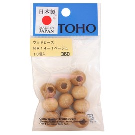 TOHO Takumi NR14-1 Wooden Beads Made in Japan, Outer Diameter: Approx. 0.6 inches (14 mm), Hole Size Approx. 0.2 inches (6 mm), Beige, Pack of 10