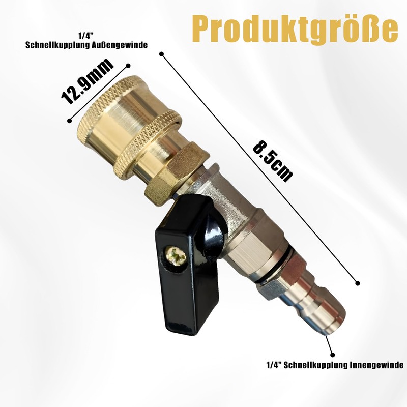 1/4 inch compressed air shut-off valve: compressed air quick release